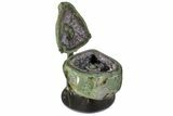 Dark Purple Amethyst Jewelry Box Geode With Metal Stand #171862-3